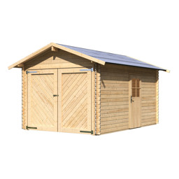 Zeige Details für Karibu 28 mm Blockbohlen Garage Satteldach Bild von Karibu 28 mm Blockbohlen Garage Satteldach