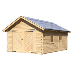 Zeige Details für Karibu 40 mm Blockbohlen Garage Satteldach Bild von Karibu 40 mm Blockbohlen Garage Satteldach