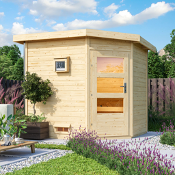Zeige Details für Karibu 38 mm Saunahaus Mikka Eck Bild von Karibu 38 mm Saunahaus Mikka Eck