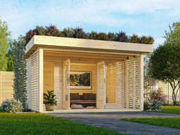 Zeige Details für Karibu Gartenhaus Chalet mit Terrasse und Dachbegrünungsset Bild von Karibu Gartenhaus Chalet mit Terrasse und Dachbegrünungsset