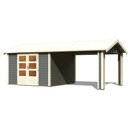 Bild von Woodfeeling 28 mm Gartenhaus Tastrup-7 terragrau mit 1 Schleppdach