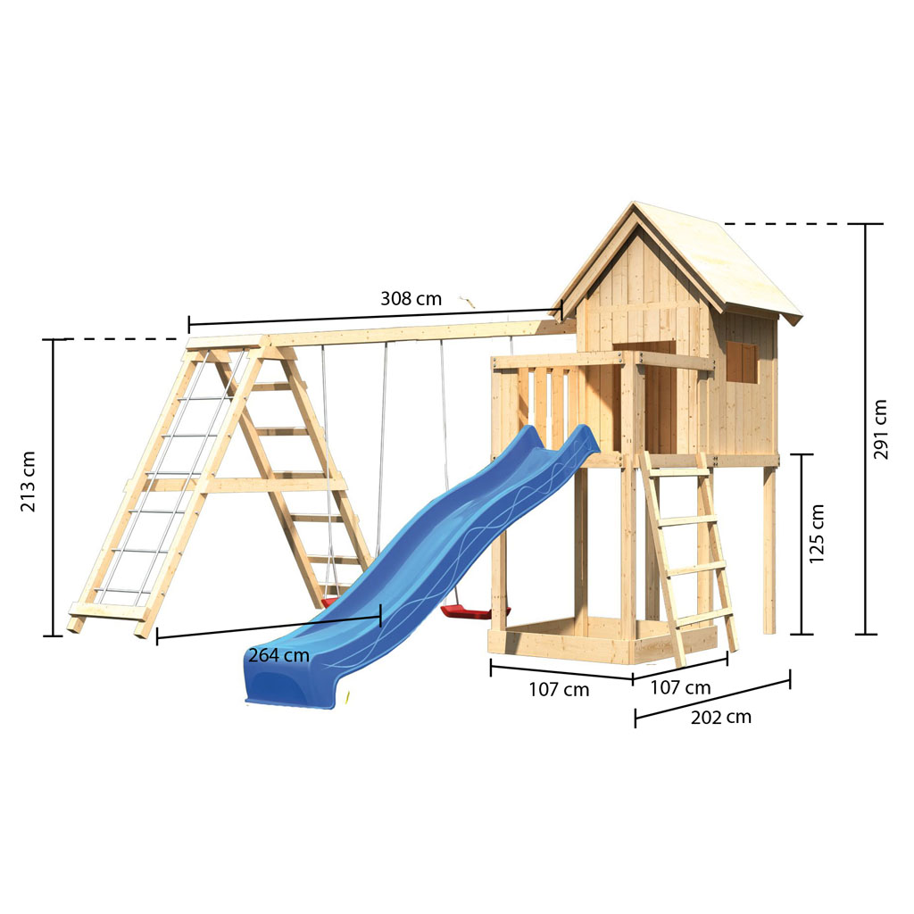 Karibu Gartenhauser Versandhandel By Gamoni De Akubi Spielturm Frieda Mit Anbau Schaukel Klettergerust Und Rutsche