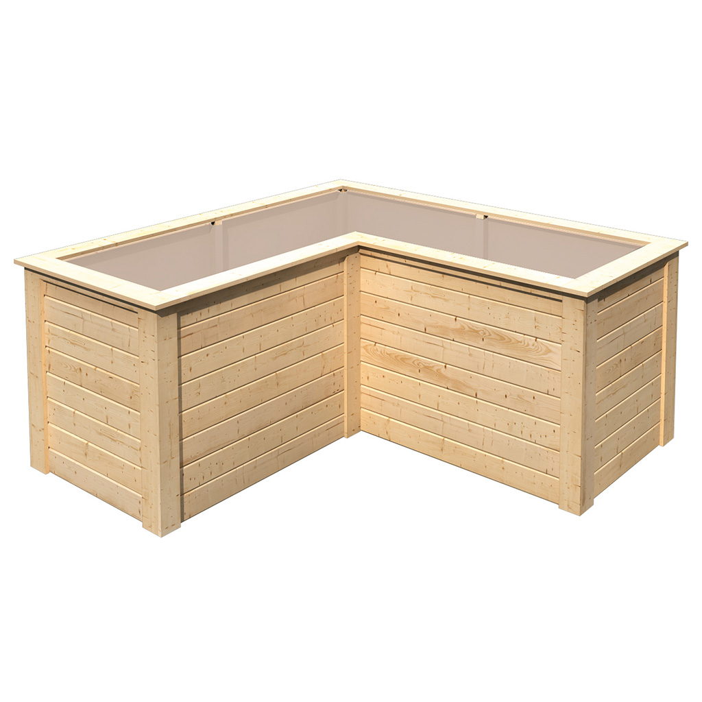 Bild von Karibu 28 mm Hochbeet L-Form naturbelassen