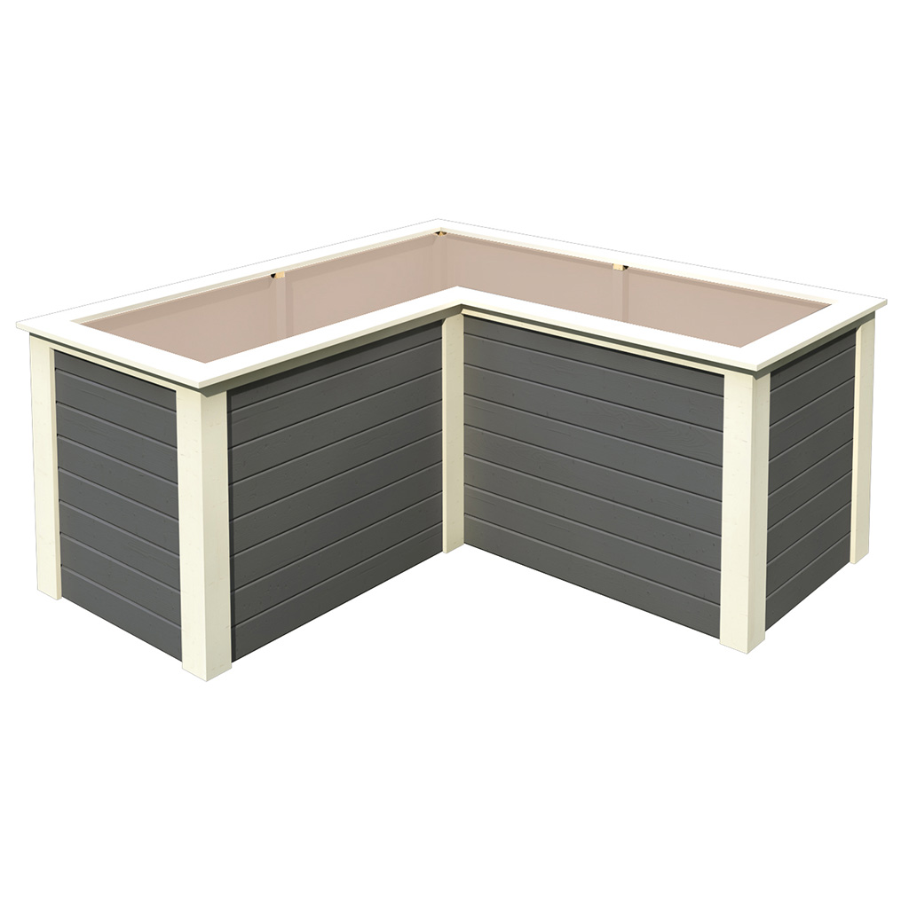 Bild von Karibu 28 mm Hochbeet L-Form terragrau