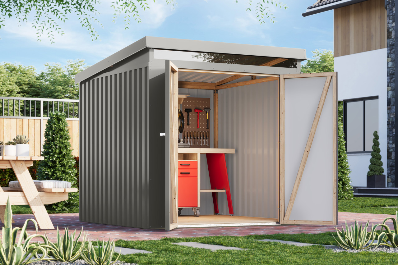 Karibu Metall Gerätehaus Iridium 2 graualuminium