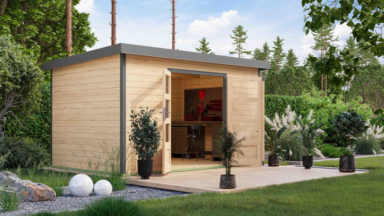 Karibu 28 mm Hybrid Gartenhaus Pluto 7