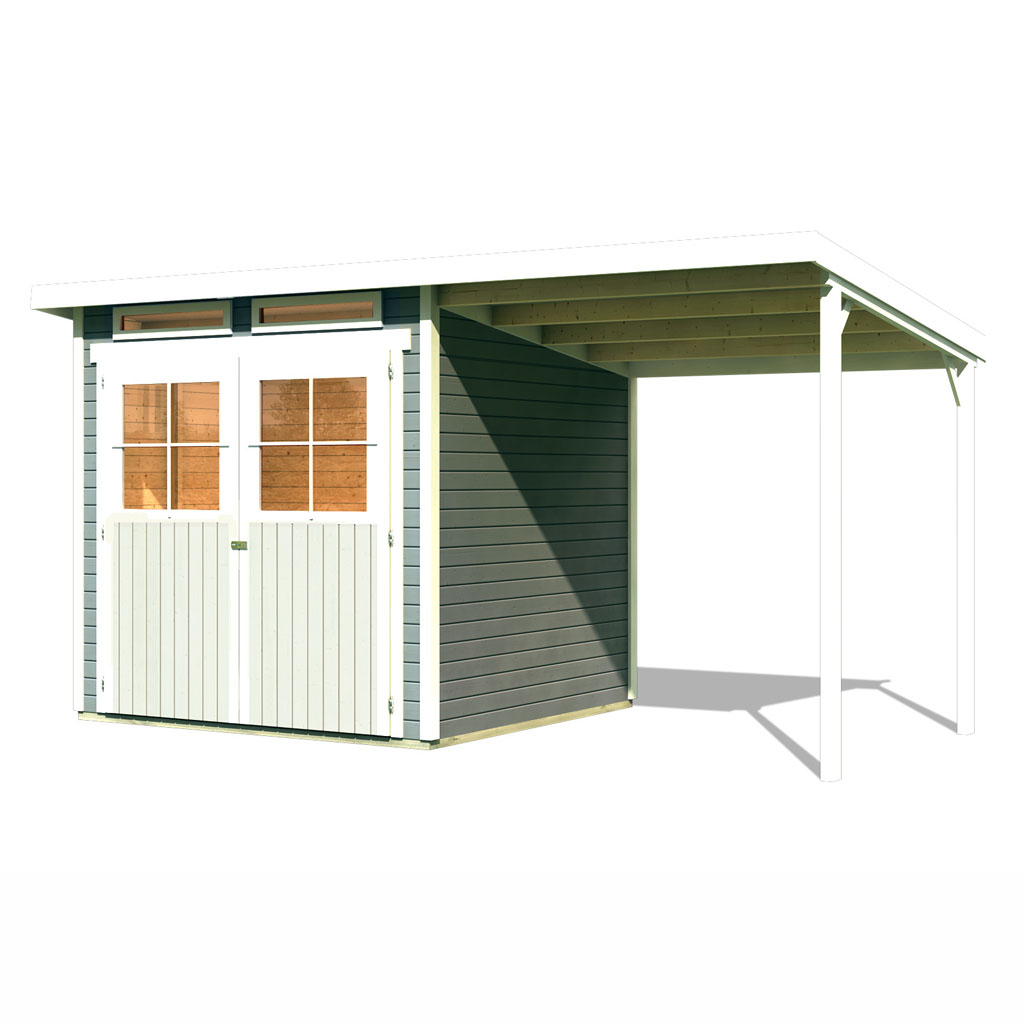 Karibu Gartenhauser Versandhandel By Gamoni De Karibu Gartenhaus Glucksburg 3 Seidengrau Mit Anbaudach