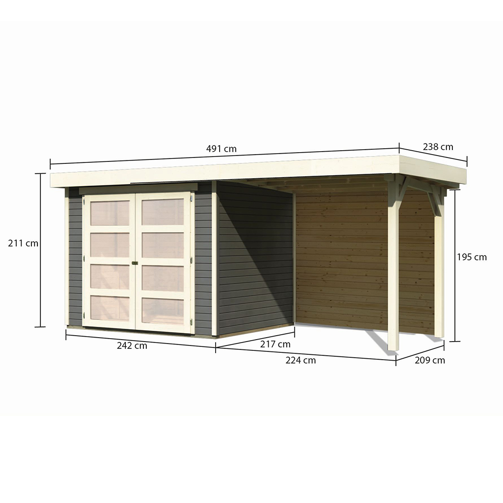 Karibu Gartenhauser Versandhandel By Gamoni De Karibu Gartenhaus Muhlendorf 3 Terragrau Mit Anbaudach 240 Cm U Ruckwand